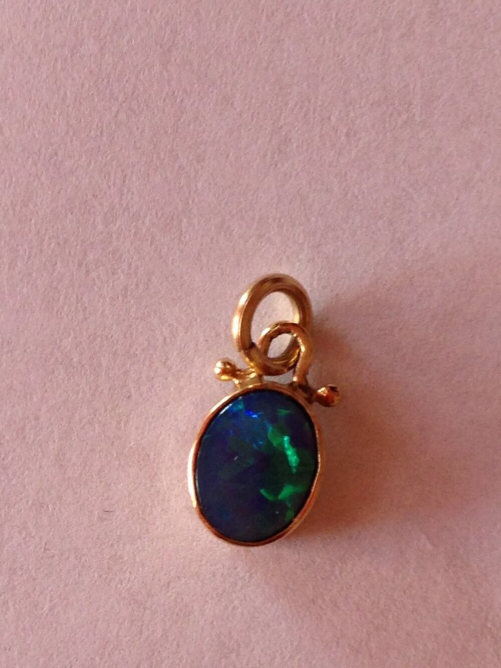 14 K Solid Gold Opal Pendant